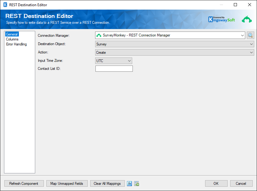 SSIS SurveyMonkey REST Destination